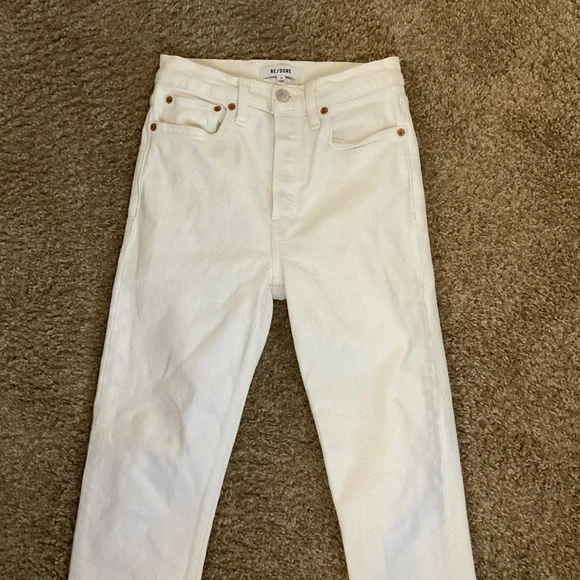 RE/DONE Orginals 90s High Rise Ankle Crop Vintage White 98% Cotton Size 26 - Picture 5 of 11